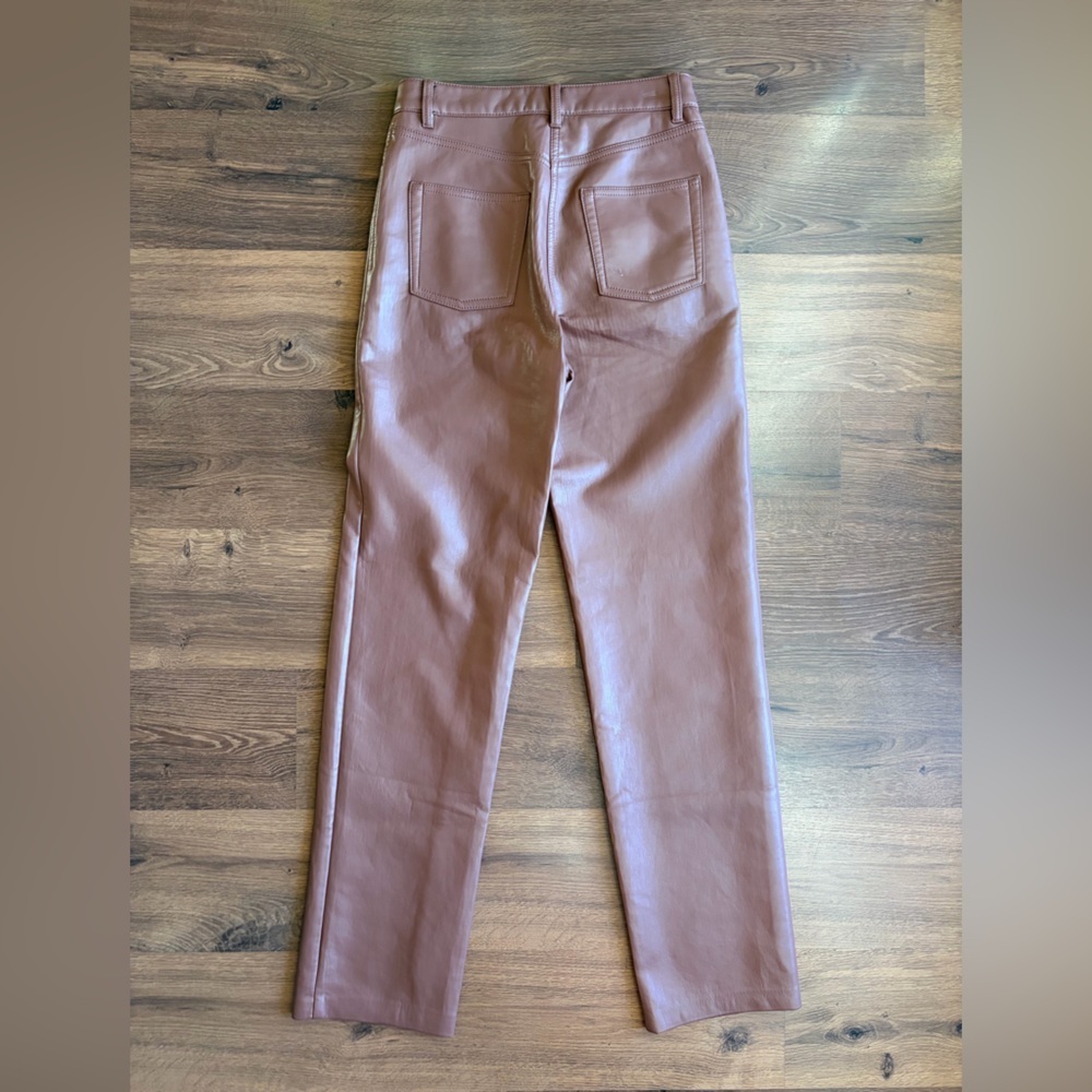 🤎 Aritzia Wilfred Melina Vegan Leather Pants | Cognac Brown 🤎 - Picture 8 of 11